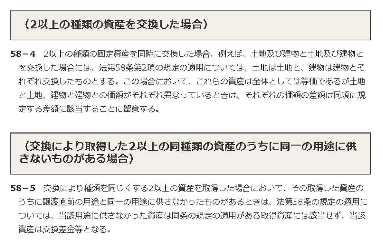 固定資産の等価の特例