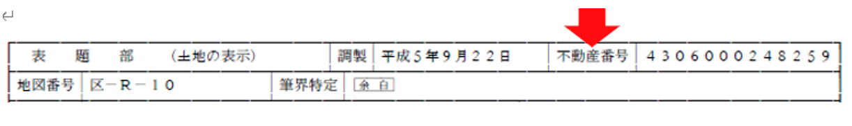 不動産登記簿,不動産番号