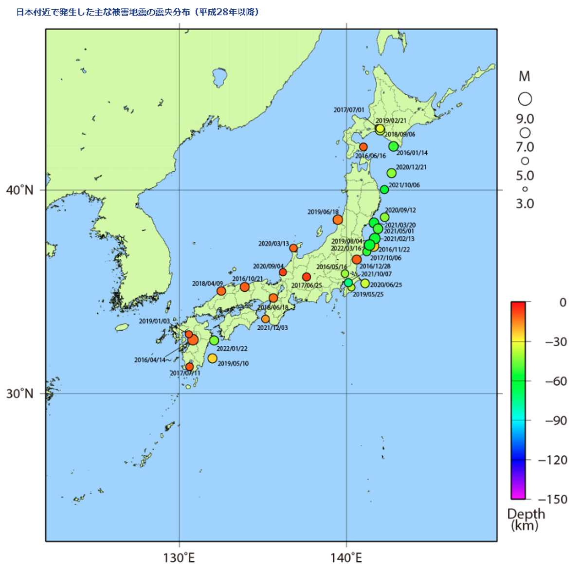 日本,地震,震央分布
