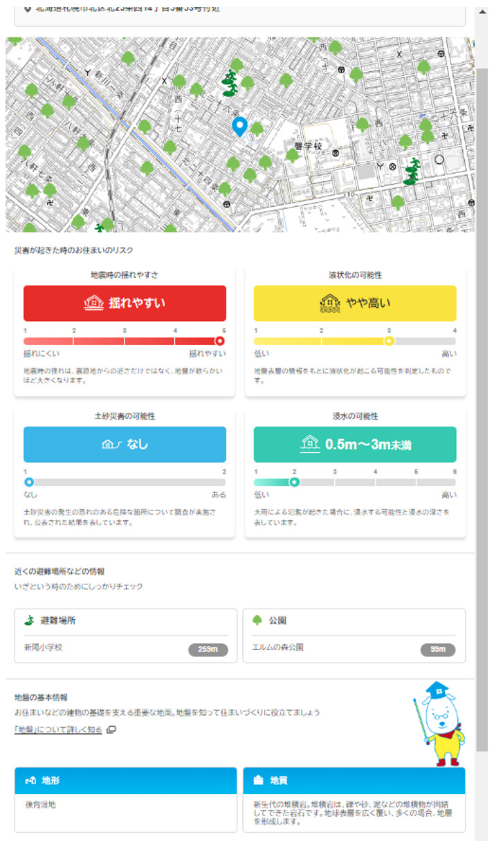 地盤サポートマップ,災害リスクをまとめたレポートをみる,レポート