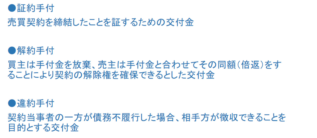 手付金,分類