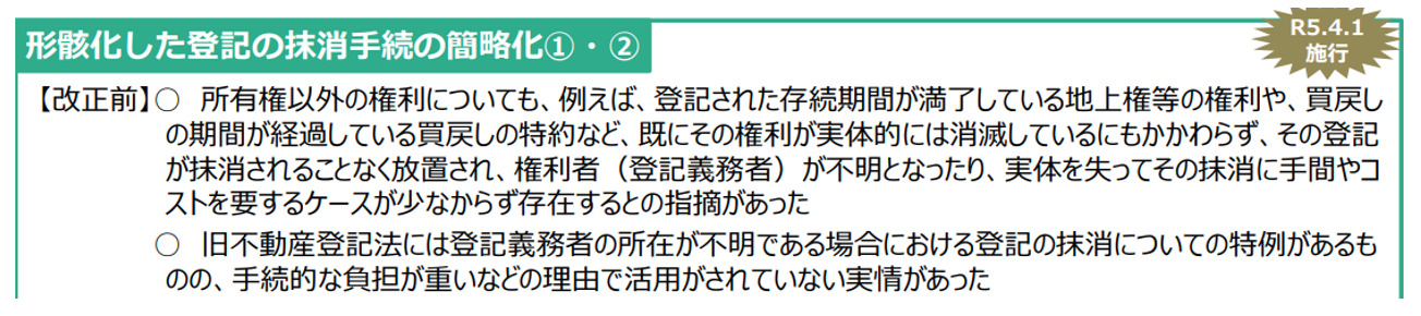 形骸化した登記の抹消手続の簡略化