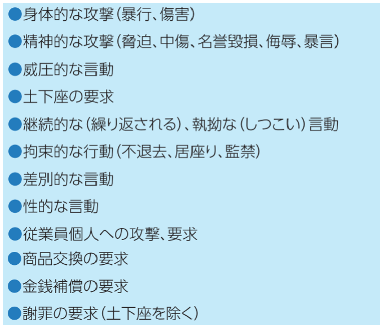 カスタマーハラスメント対策マニュアル,要求,社会通念上不相当な言動