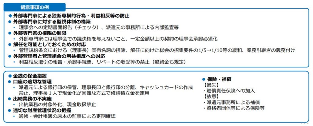 留意事項の例