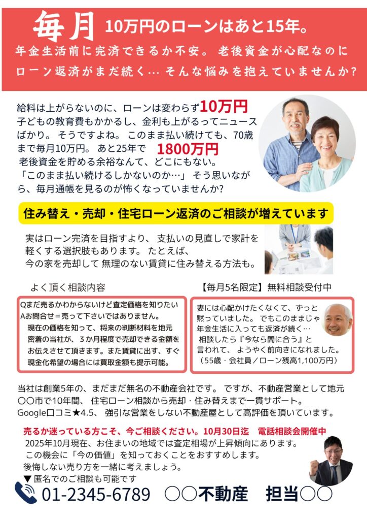 不動産チラシ構成例：「ローン不安」編