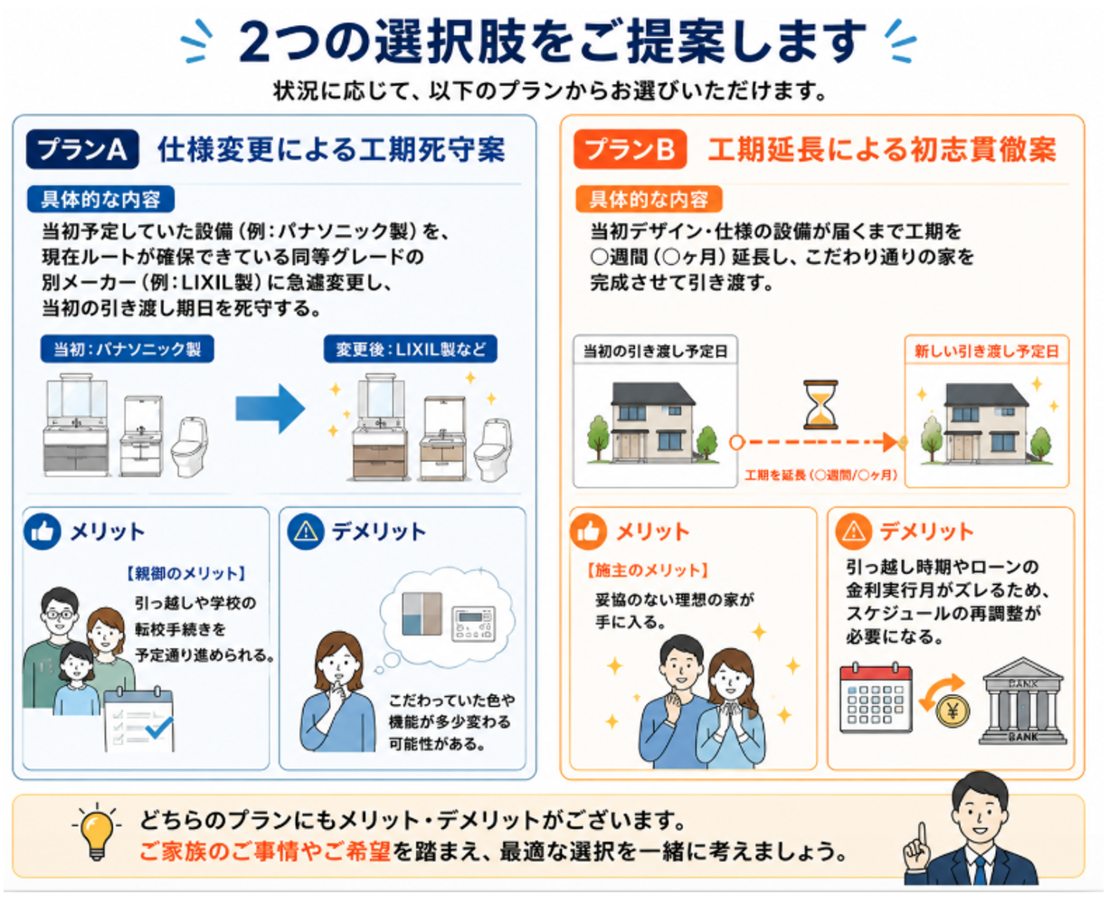 納期遅延,2つの選択肢