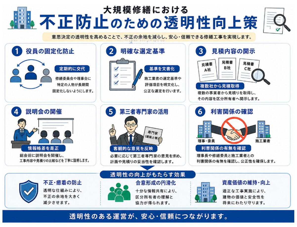 大規模修繕工事における不正防止のための透明性向上作