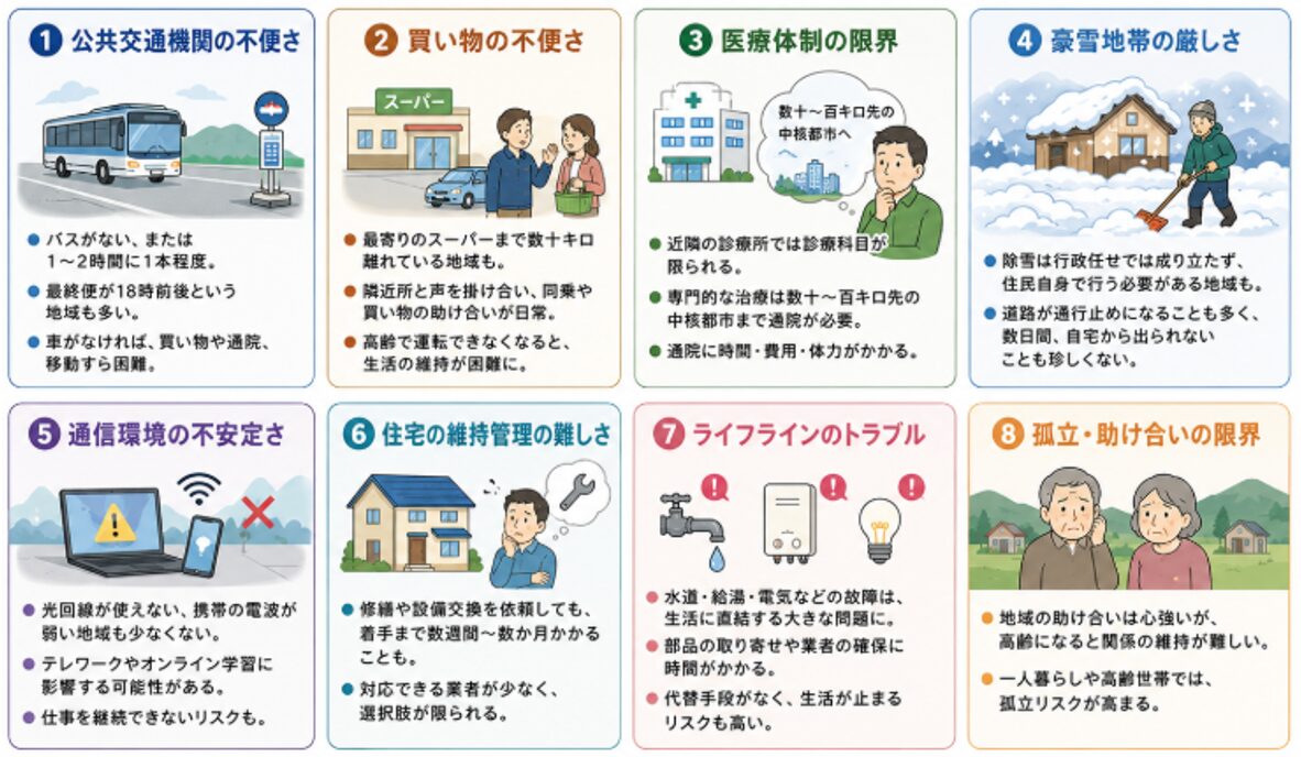 地方,生活インフラ