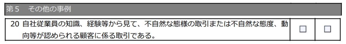 疑わしい取引,その他の事例